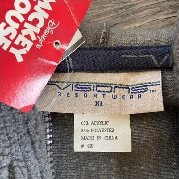 Visions Resortwear Men's Hooded Sweater Sz XL Mickey Mouse Orlando Florida Gray - Picture 11 of 11